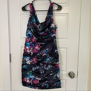 Express Sleeveless V Neck Mini Bodycon Ruched Dress